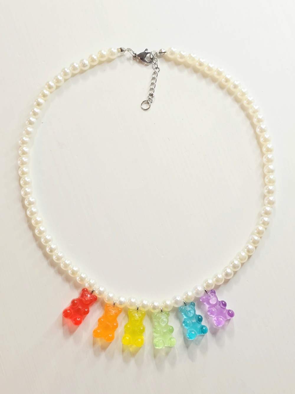 Handmade Pride Gummy Bears Pearls Choker Necklace LGBTQ Kawaii Y2K Festival Rave